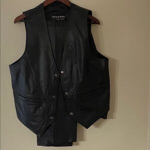 Wilsons Leather Classic Black Vest with Leather pants.